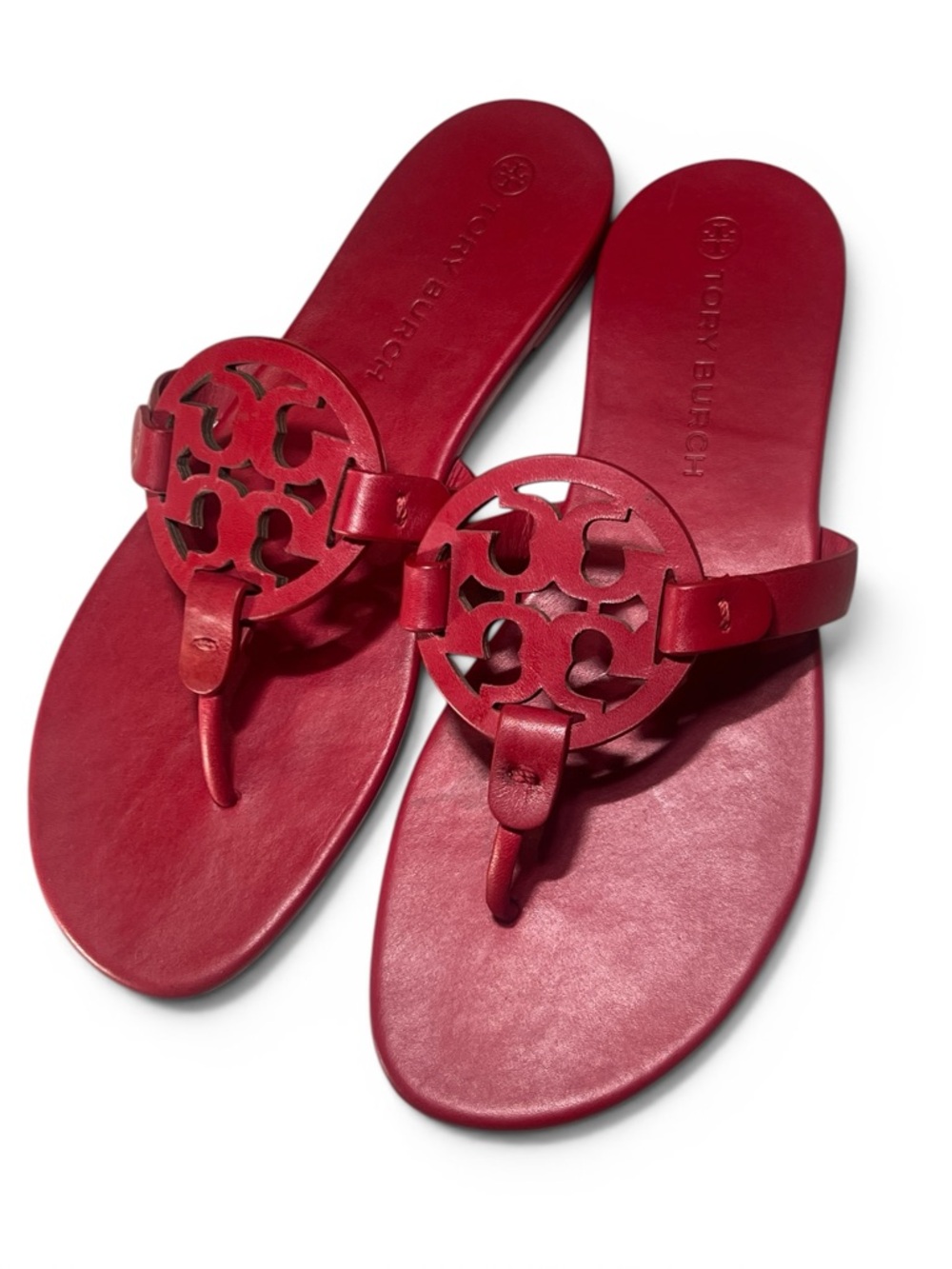 Tory Burch Red Signature Miller Slide Sandals